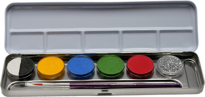 Aqua Schminke Palette – Eulenspiegel 5 Farben Mit Glitter & Pro Pinsel - Fasnacht24.ch