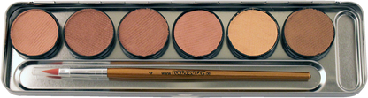 Eulenspiegel Aqua Schminke Metallpalette mit 6 Hauttönen und Profi-Pinsel – Detailansicht