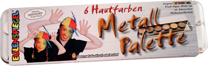 Eulenspiegel Aqua Schminke Metallpalette mit 6 Hauttönen und Profi-Pinsel – Rückansicht