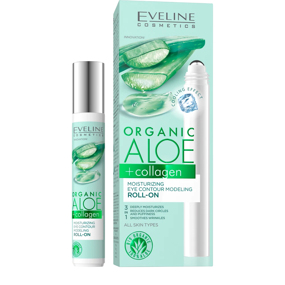 Eveline Cosmetics, Organic Aloe + Collagen, Feuchtigkeitsspendend, Augen Roll-On, 15 ml *Tester