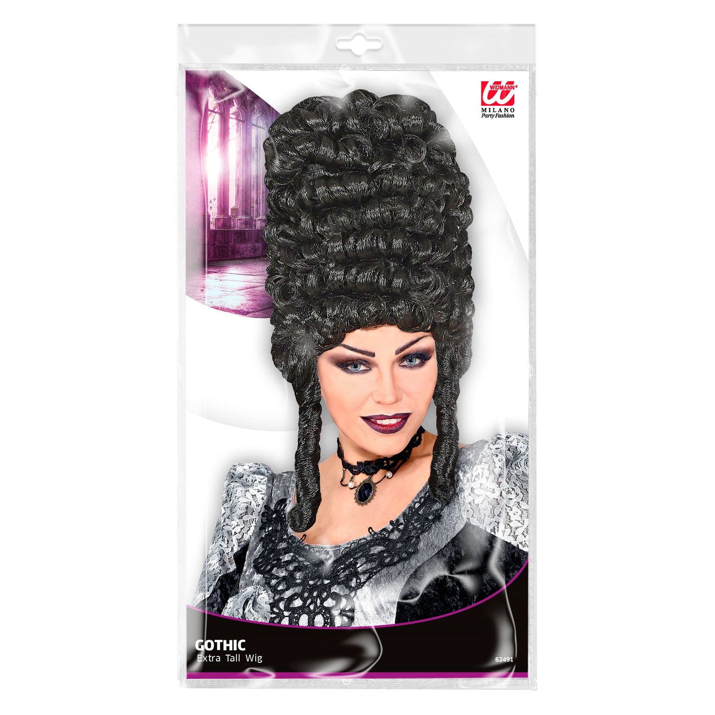 "EXTRA HOHE GOTHIC LADY PERÜCKE" schwarz in Polybag – Detailansicht