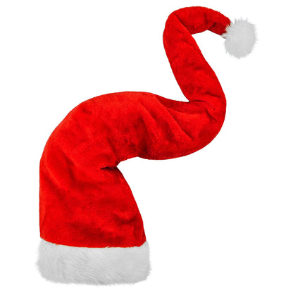 "EXTRA LANGE WEIHNACHTSMANNMÜTZE AUS PLÜSCH" 125 cm – Vorderansicht