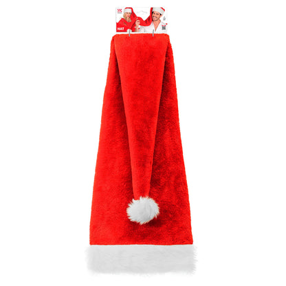 "EXTRA LANGE WEIHNACHTSMANNMÜTZE AUS PLÜSCH" 125 cm – Detailansicht