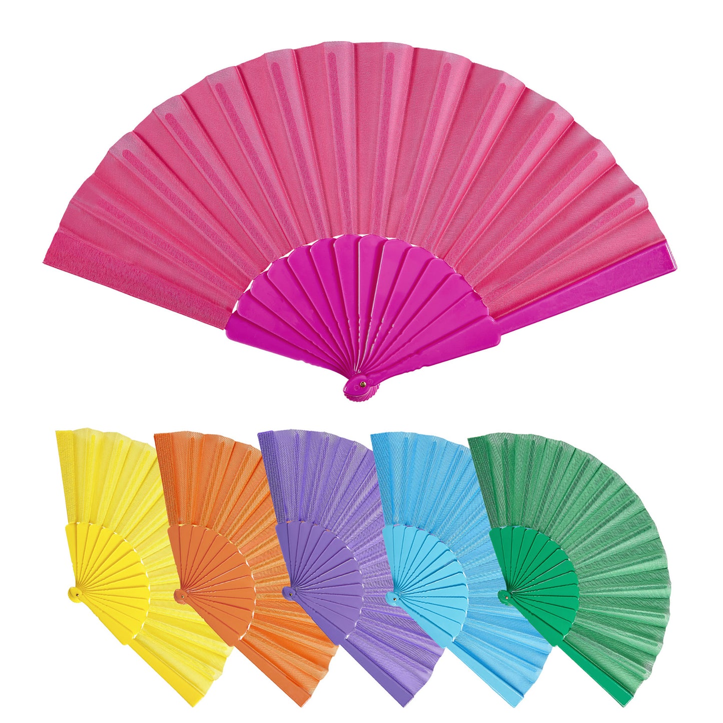 "FÄCHER AUS STOFF" 23 cm - sort. in 6 Farben – Vorderansicht