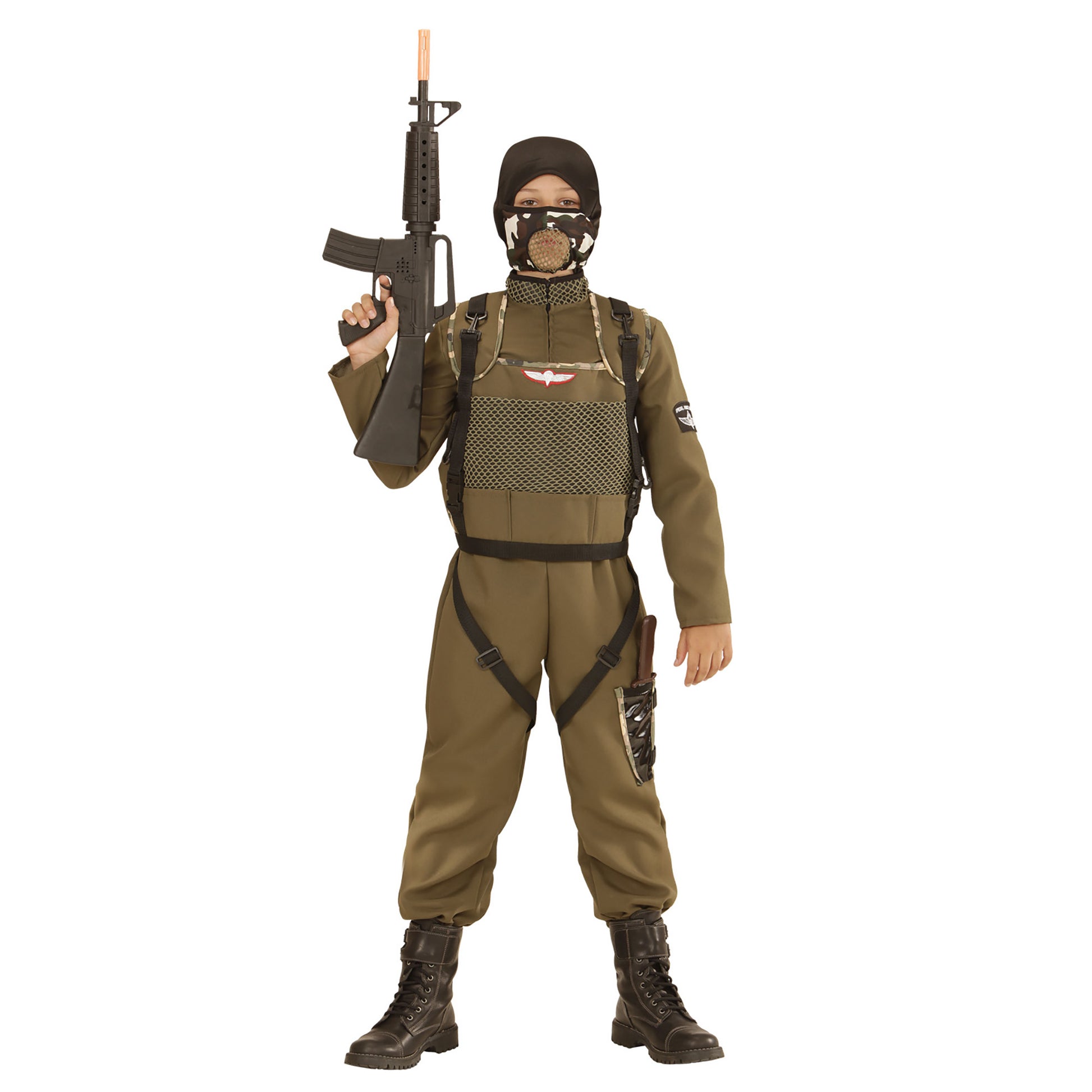 "FALLSCHIRMSPRINGER SPECIAL FORCES" (Overall, Weste, Kapuze) – Detailansicht