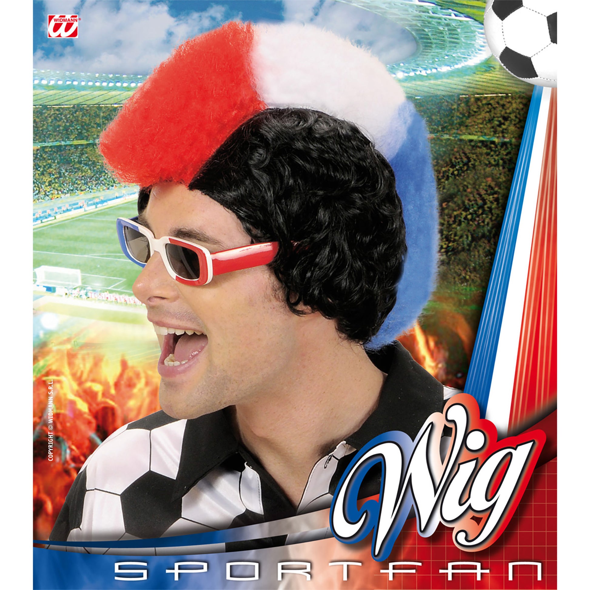 "FAN PERÜCKE BLAU - WEIß - ROT" inBox – Detailansicht