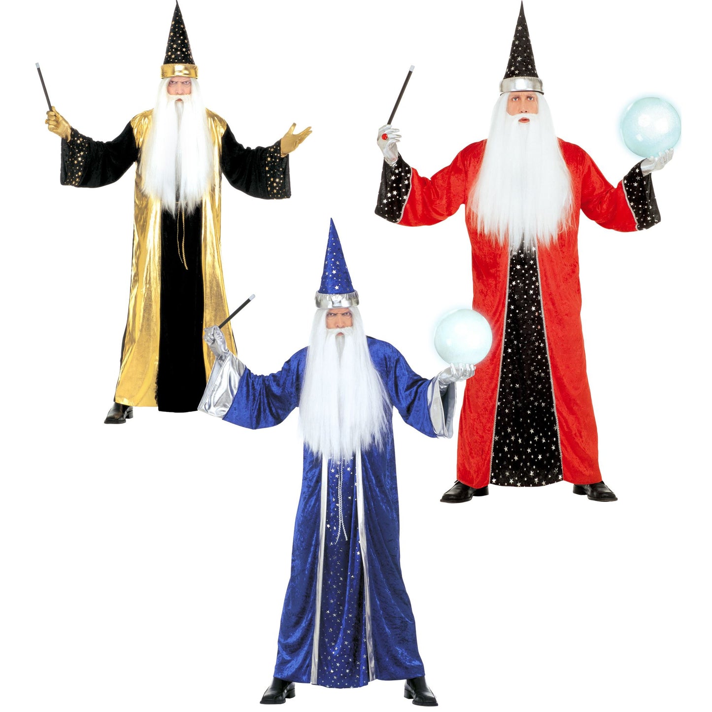 "FANTASY ZAUBERER" in 3 Farben sort. (Tunika, Hut) – Vorderansicht