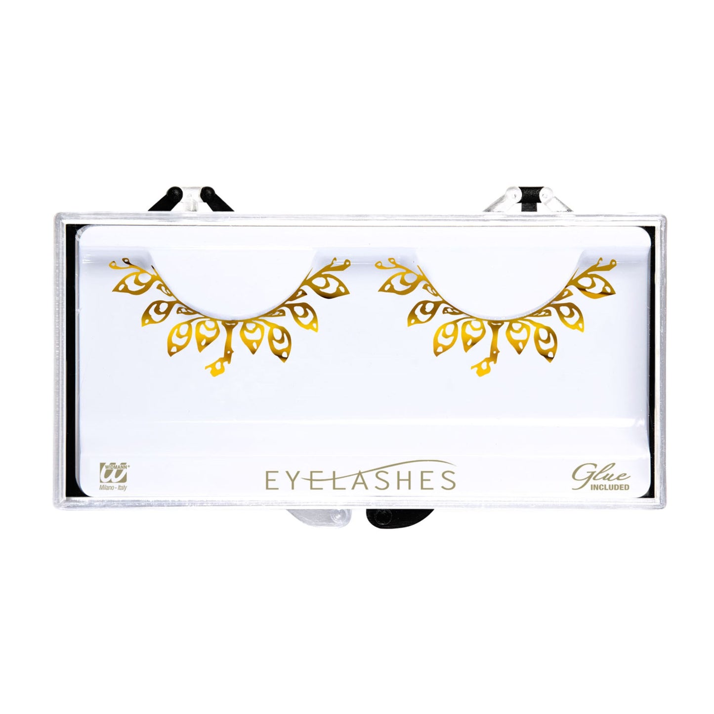 "FASHION TATTOO WIMPERN GOLD" in Box mit Klebstoff in Glasflasche – Vorderansicht