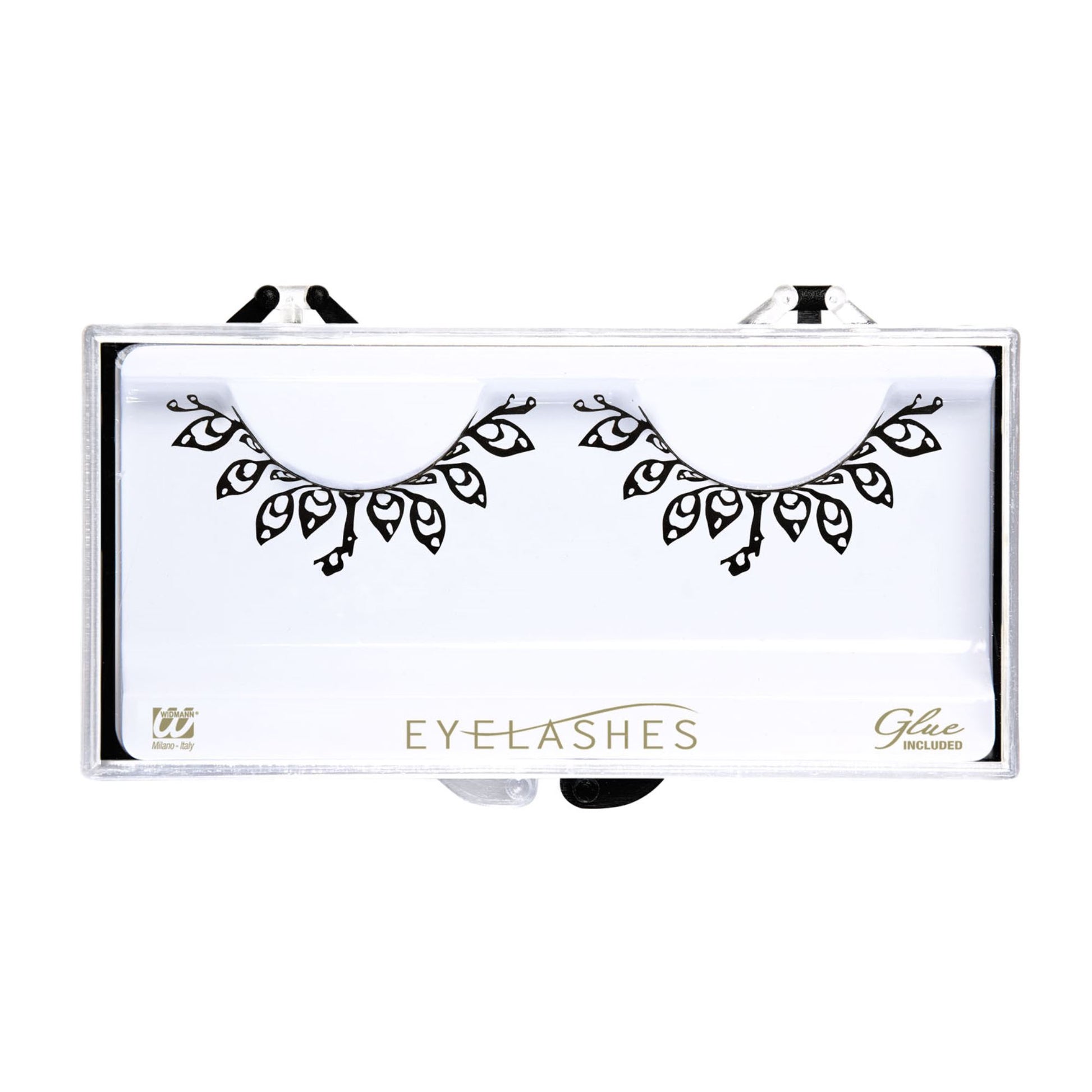 "FASHION TATTOO WIMPERN SCHWARZ" in Box mit Klebstoff in Glasflasche – Vorderansicht