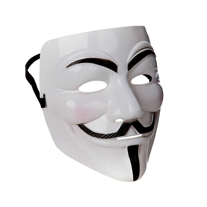 Fasnacht24 Vendetta Anonymous Kunststoff Maske – Weiss, Leicht - Fasnacht24.ch – Detailansicht