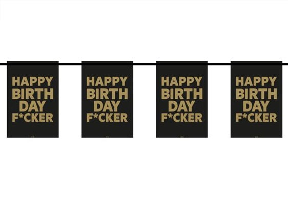 Happy Birthday Fucker Girlande Schwarz Gold 6m Fasnacht24.ch
