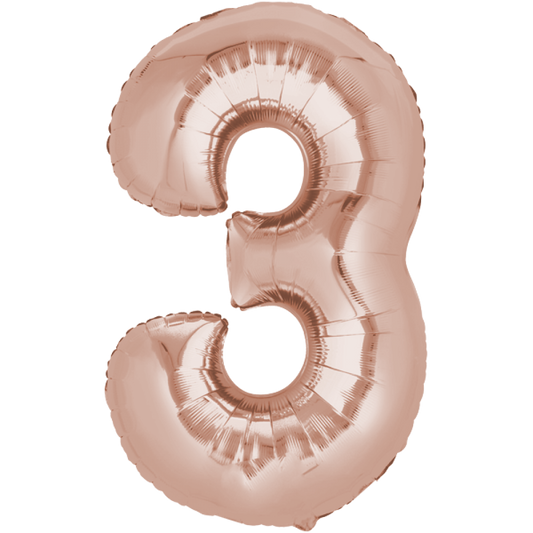 Anagram Folienballon Zahl 3 – Rose Gold – 86 cm Geburtstagsdeko - Fasnacht24.ch