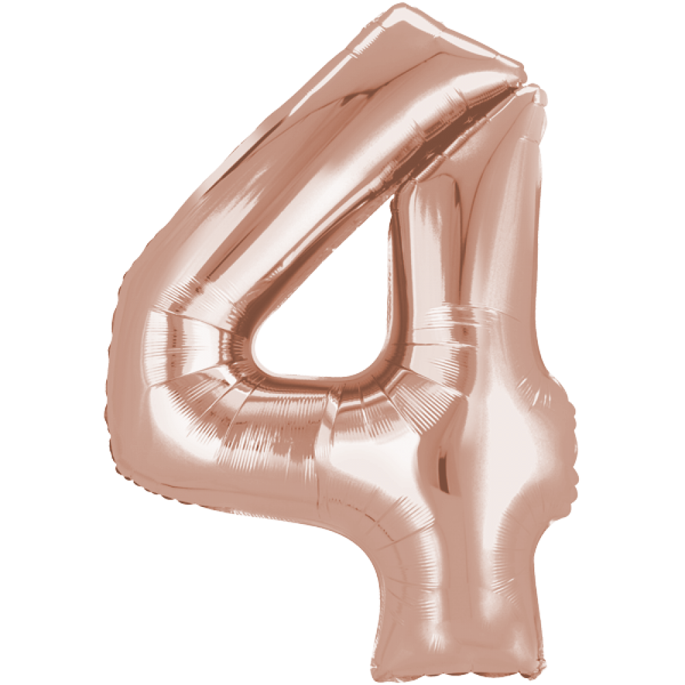 Folienballon Zahl 4 Rosegold – Anagram 86 cm Partydeko - Fasnacht24.ch