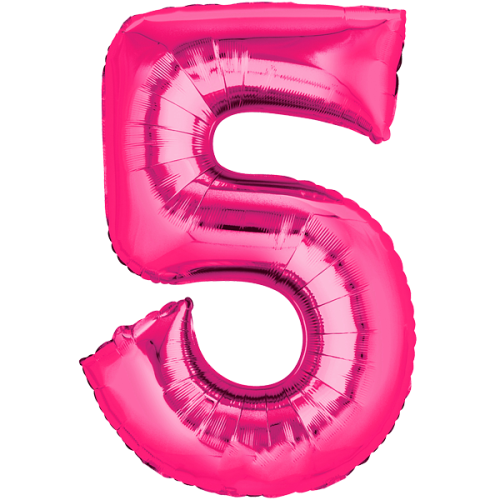Folienballon Zahl 5 Pink – 86 cm – Fasnacht24.ch Partydeko - Fasnacht24.ch