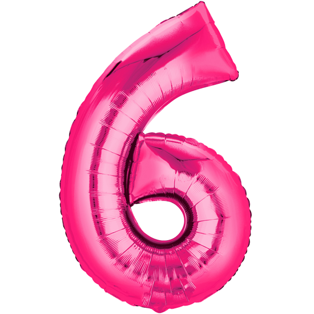 Folienballon Zahl 6 Pink – 86cm Heliumballon von Fasnacht24 - Fasnacht24.ch