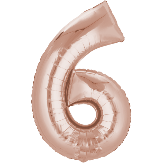Folienballon Zahl 6 Roségold – Anagram 86 cm Partydeko - Fasnacht24.ch