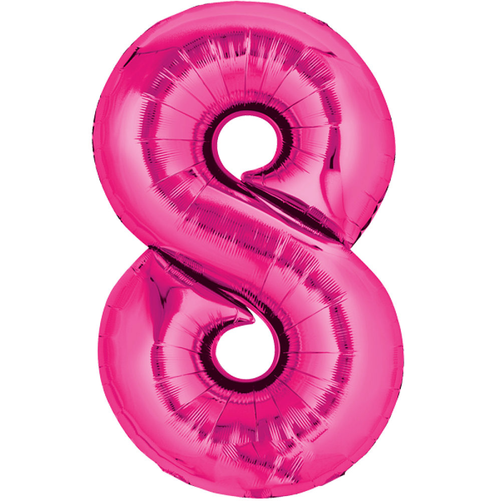 Folienballon Zahl 8 Pink – 86cm – Fasnacht24.ch Partydeko - Fasnacht24.ch