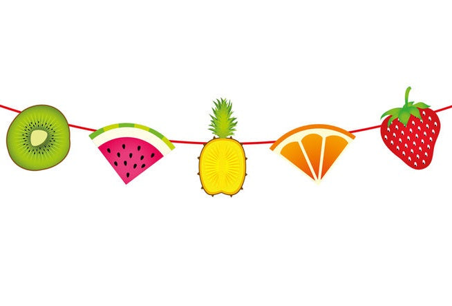 Fasnacht24.ch Tropische Papiergirlande – 6m Länge, Bunte Früchte - Fasnacht24.ch