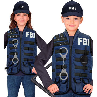 "FBI TAKTISCHE EINSATZWESTE MIT HANDSCHELLEN, SCHLAGSTOCK UND FUNKGERÄT"- Kindergröße – Ansicht 3