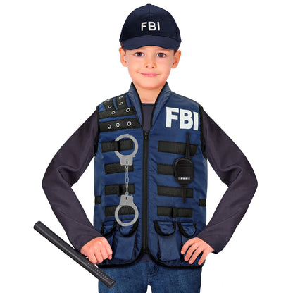 "FBI TAKTISCHE EINSATZWESTE MIT HANDSCHELLEN, SCHLAGSTOCK UND FUNKGERÄT"- Kindergröße – Ansicht 4