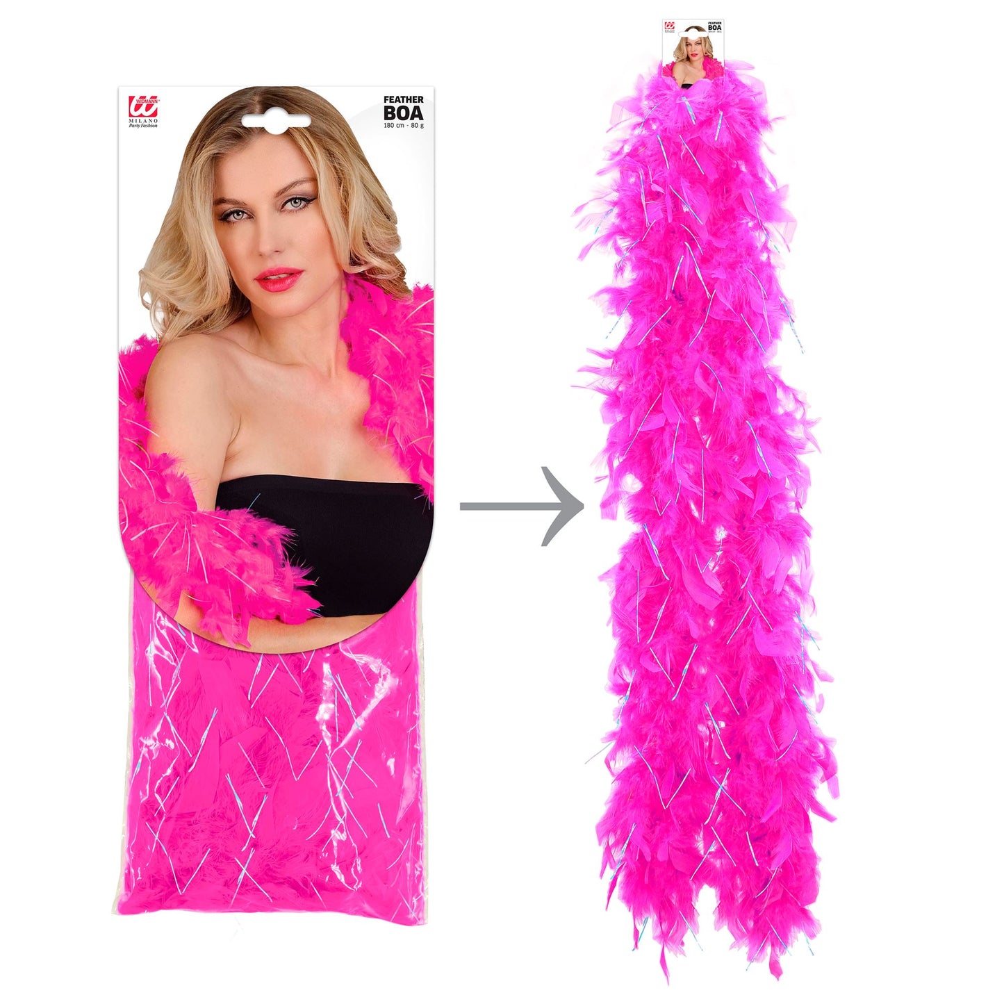 "FEDERBOA PINK MIT HOLOGRAFISCHEM LAMETTA" - 1,80 m - 50 g – Ansicht 5