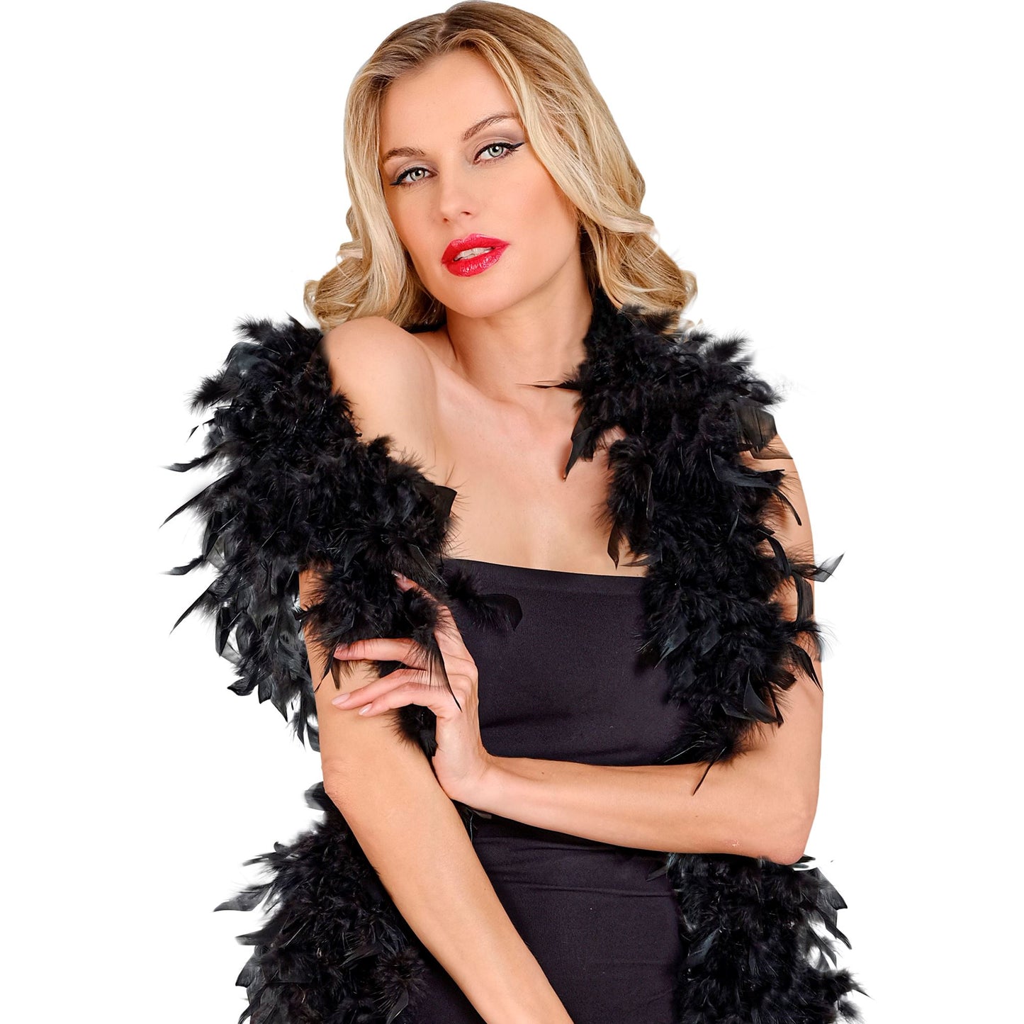 "FEDERBOA SCHWARZ - 1,80 m - 80 g – Vorderansicht
