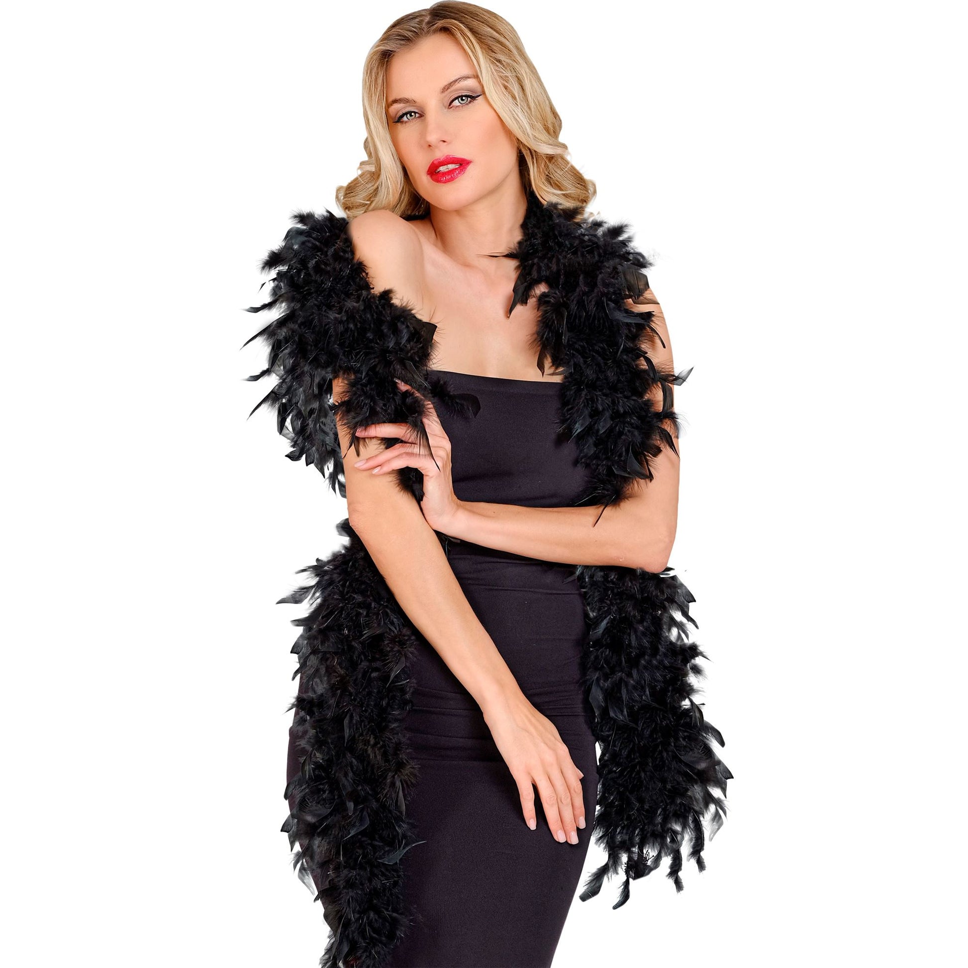 "FEDERBOA SCHWARZ - 1,80 m - 80 g – Detailansicht