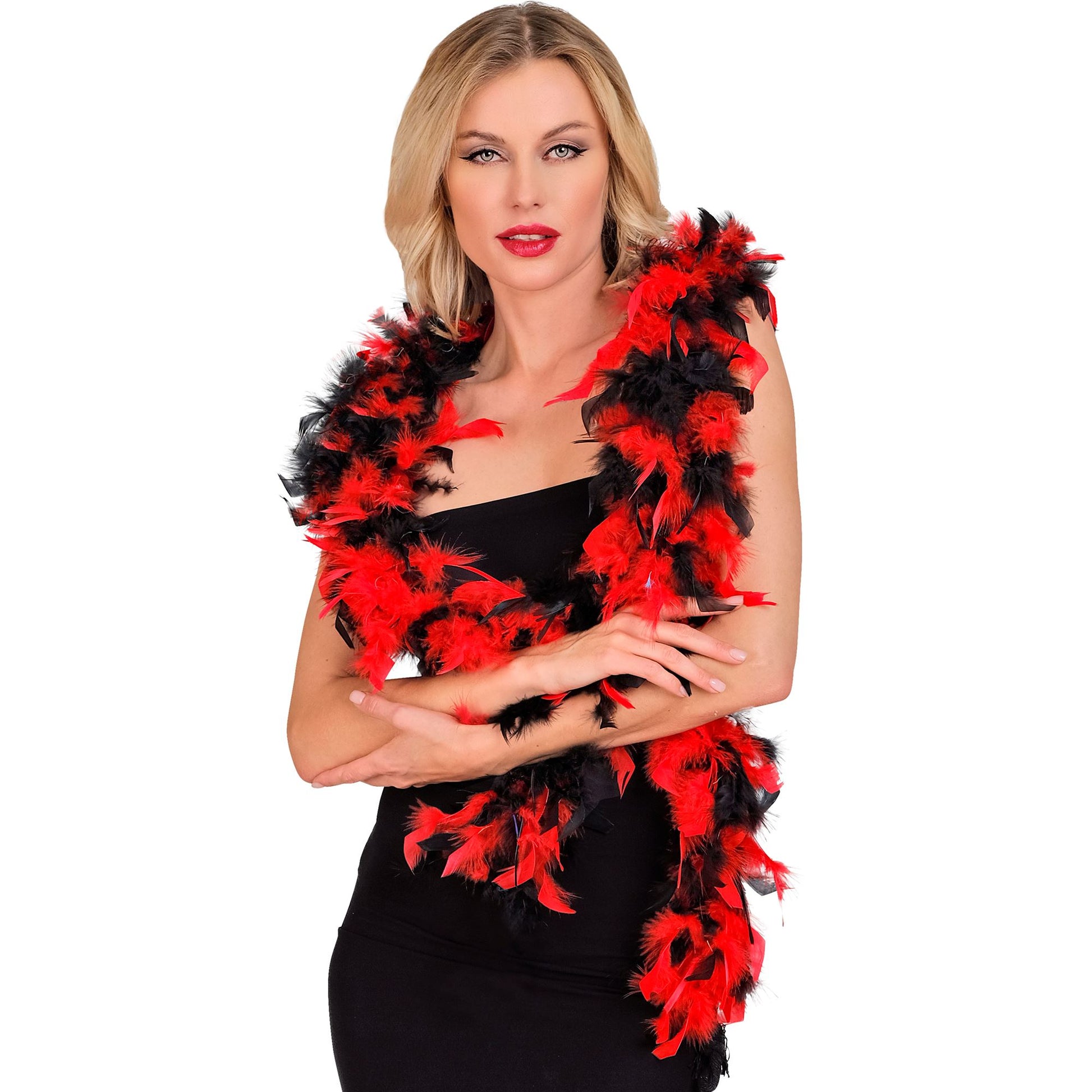 "FEDERBOA ZWEIFARBIG ROT/SCHWARZ" - 1,80 m - 50 g – Detailansicht