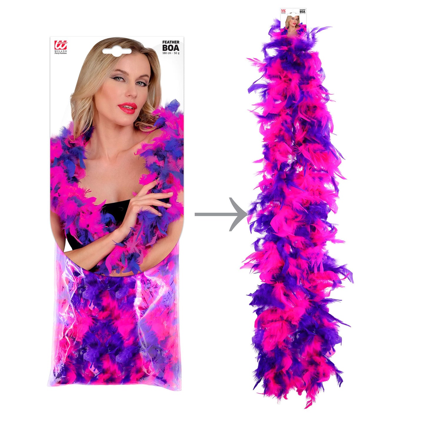 "FEDERBOA ZWEIFARBIG VIOLETT/PINK" - 1,80 m - 50 g – Ansicht 3