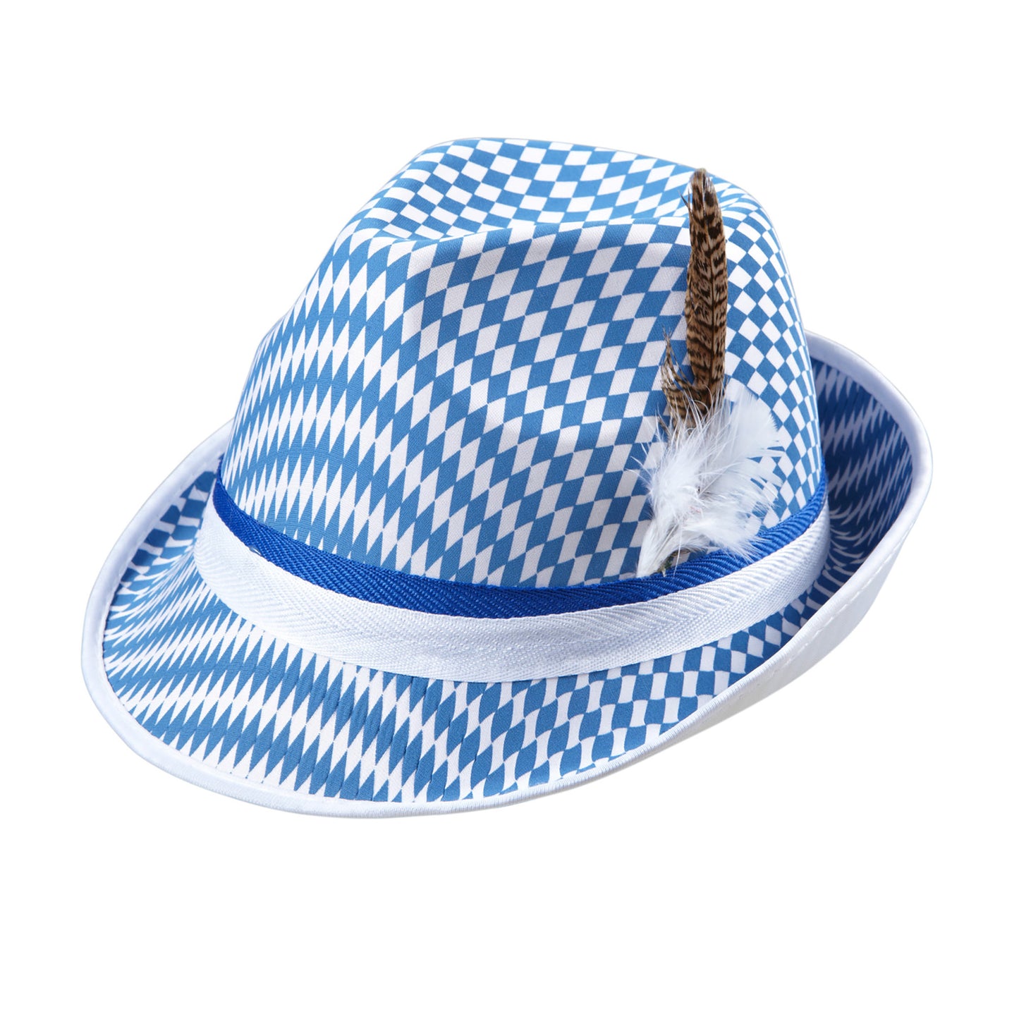 "FEDORA BAYRISCHE FLAGGE MIT FEDERN" – Vorderansicht