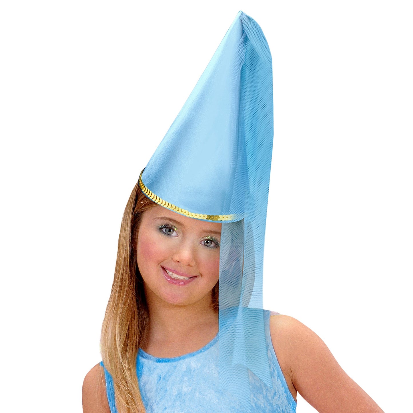 "FEENHUT AUS SATIN MIT SCHLEIER" hellblau – Ansicht 3