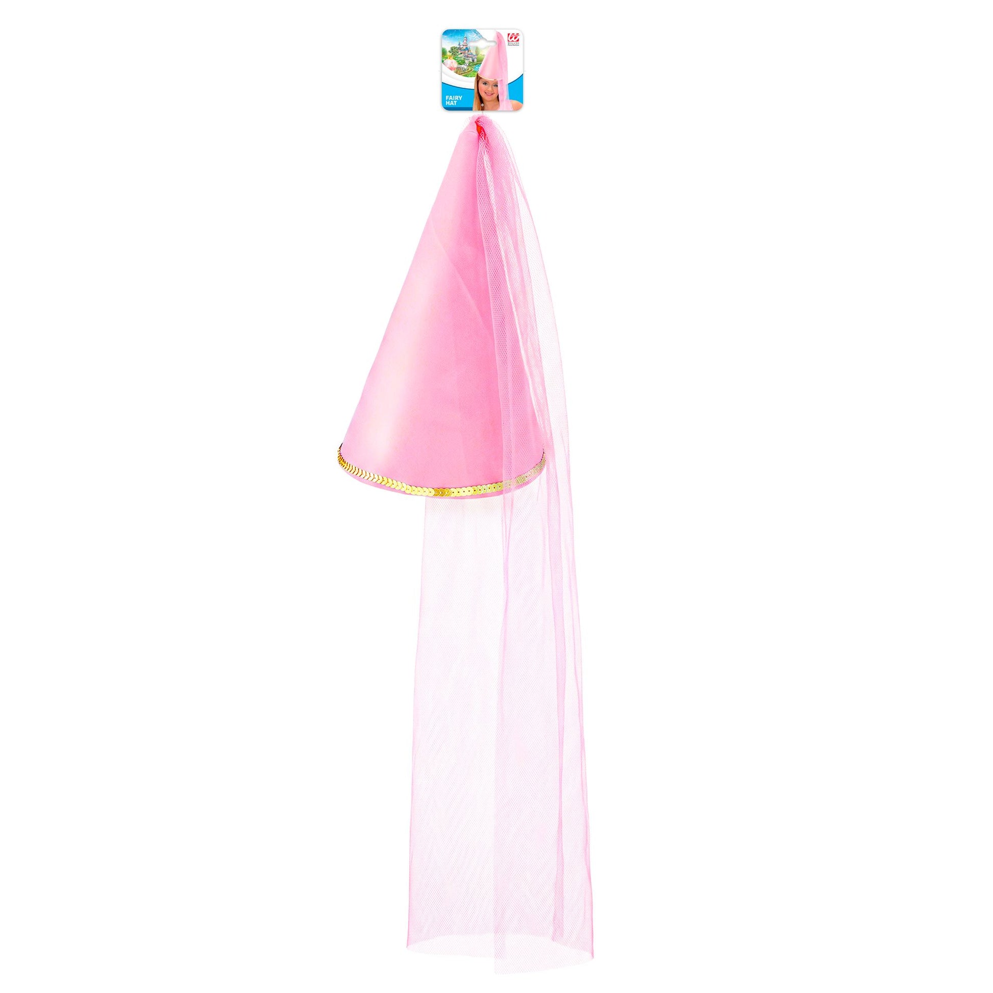 "FEENHUT AUS SATIN MIT SCHLEIER" rosa – Detailansicht
