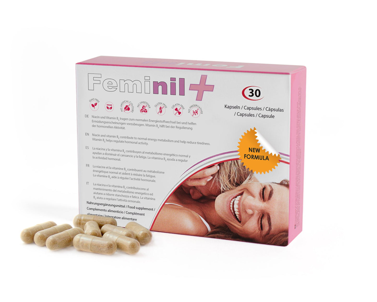 Feminil Feminil, Feminil+, Maca, L-Arginine, Saffron, Rhodiola, Ginkgo Biloba & Zinc, Increase Female Libido, Kapseln, 30 kap
