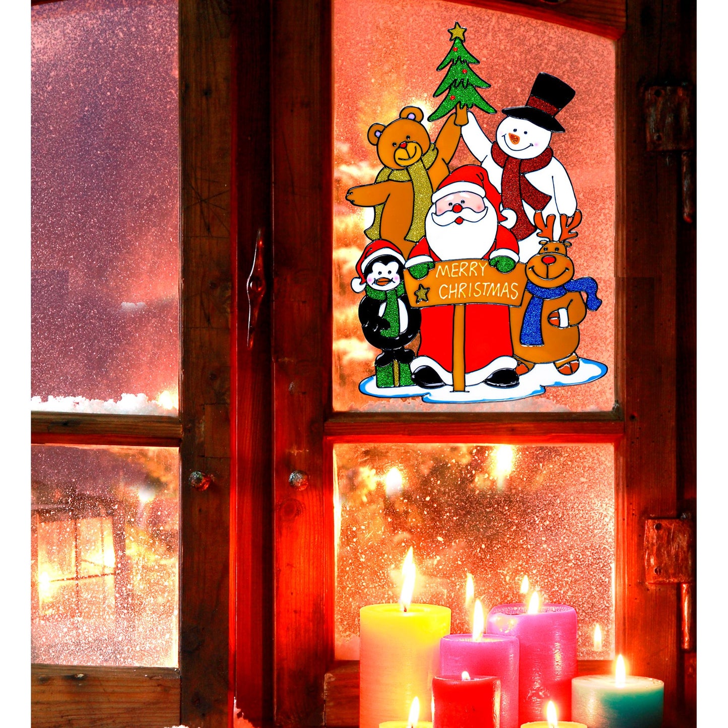 "FENSTERBILD WEIHNACHTSMANN FAMILIE" 40 cm – Detailansicht