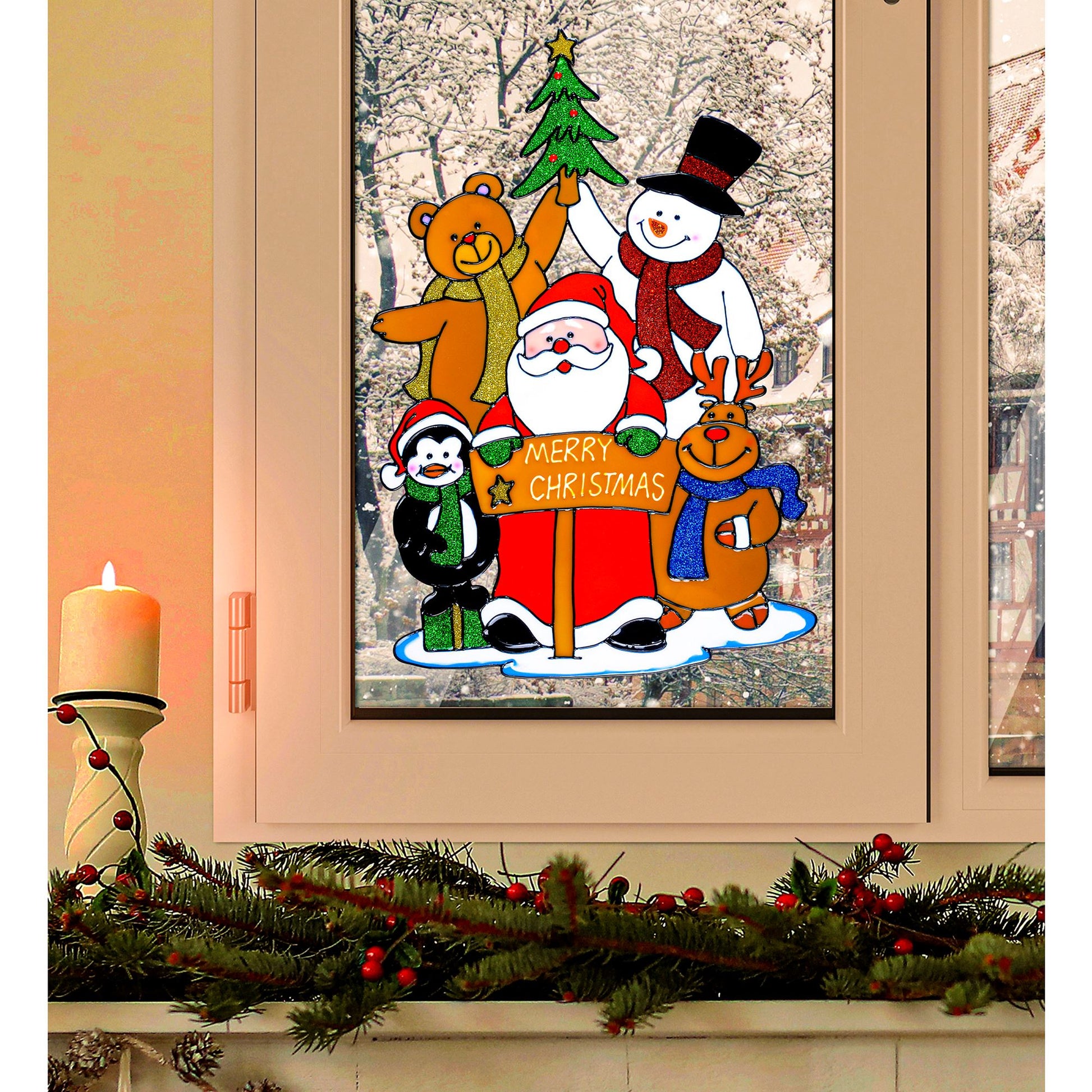 "FENSTERBILD WEIHNACHTSMANN FAMILIE" 40 cm – Ansicht 3