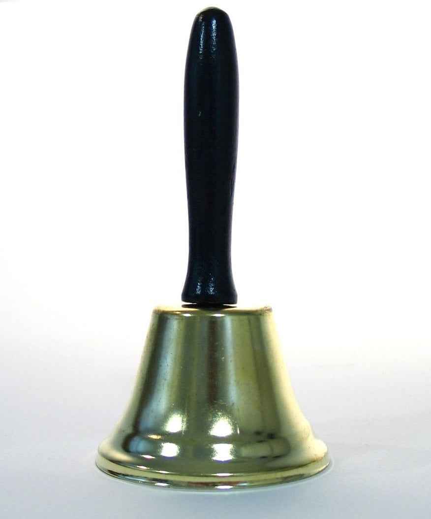 Festartikel Müller goldene Weihnachtsglocke mit schwarzem Holzgriff 13 cm