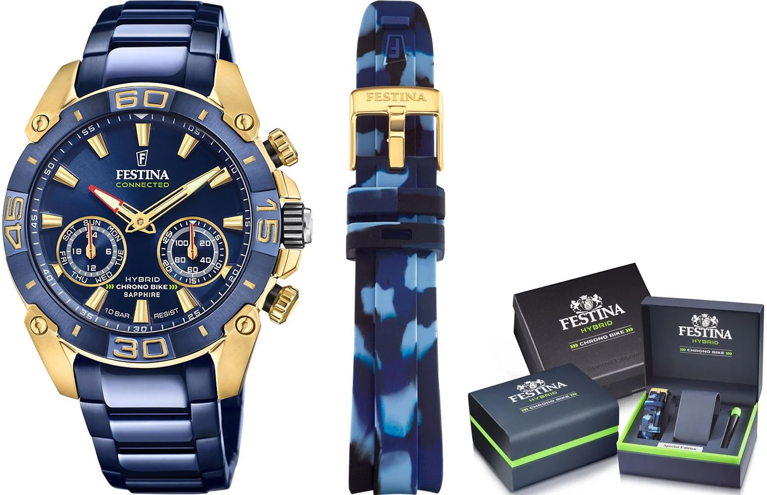 FESTINA Mod. CHRONO BIKE SPECIAL EDITION CONNECTED + Extra strap F20547_1 Chronograph Armbanduhr 45.5 mm Blau