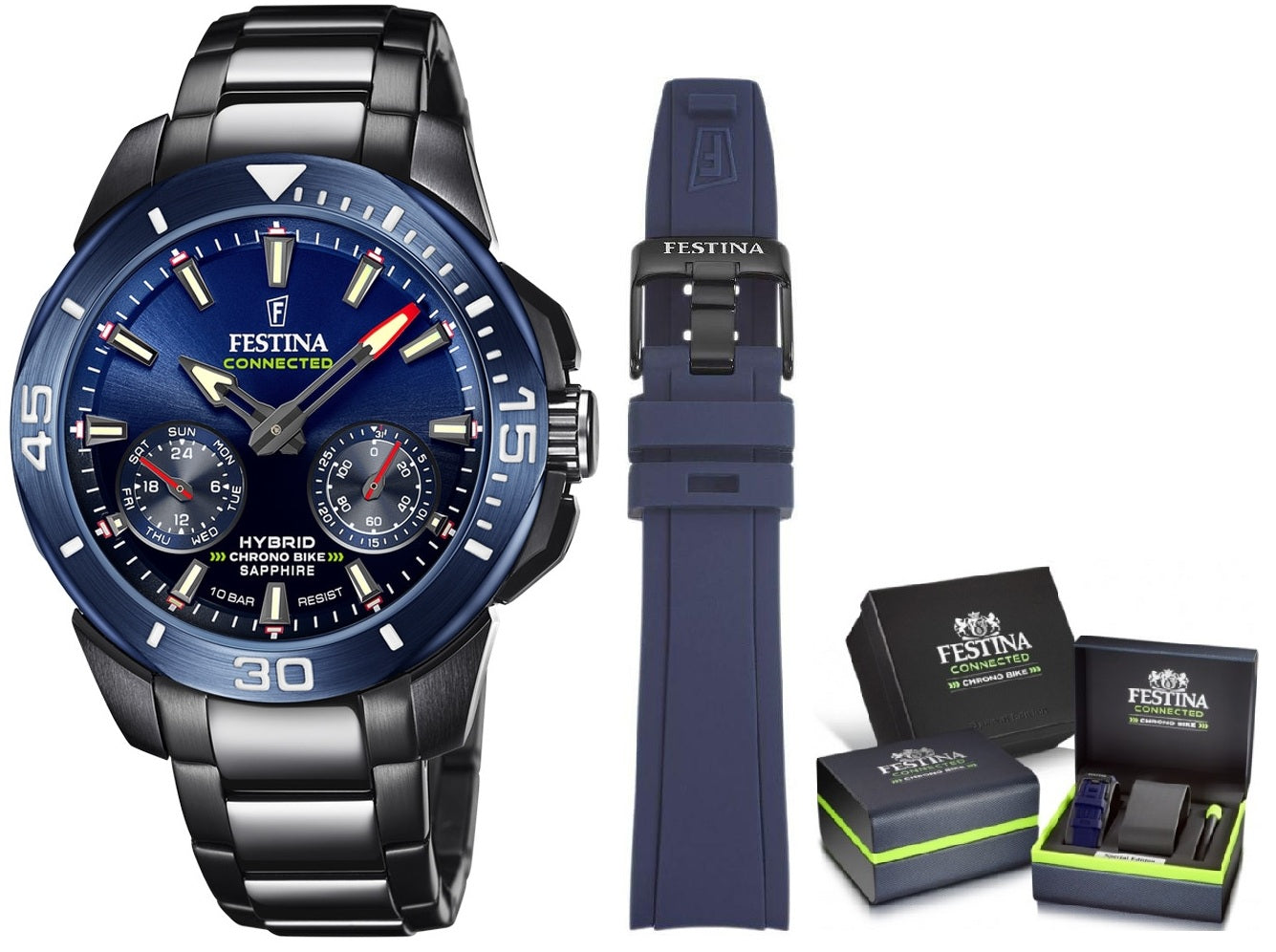 FESTINA Mod. CHRONO BIKE SPECIAL EDITION CONNECTED + Extra strap F20647_1 Chronograph Armbanduhr 47 mm Schwarz
