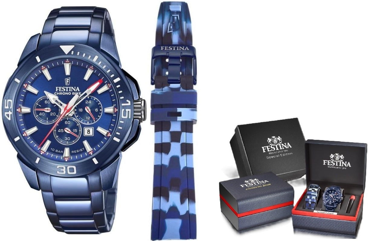 FESTINA Mod. CHRONO BIKE - SPECIAL EDITION + Extra strap F20643_1 Chronograph Armbanduhr 47 mm Blau