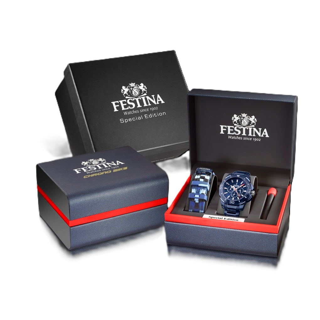 FESTINA Mod. CHRONO BIKE - SPECIAL EDITION + Extra strap F20643_1 Chronograph Armbanduhr 47 mm Blau ansicht-2