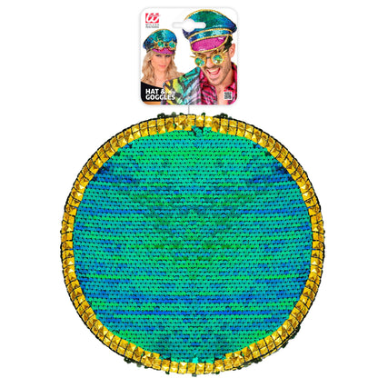 "FESTIVAL KAPPE BUNTE PAILLETTEN MIT NIETEN, KALEIDOSKOPISCHER BRILLE MIT STACHELN" – Ansicht 3