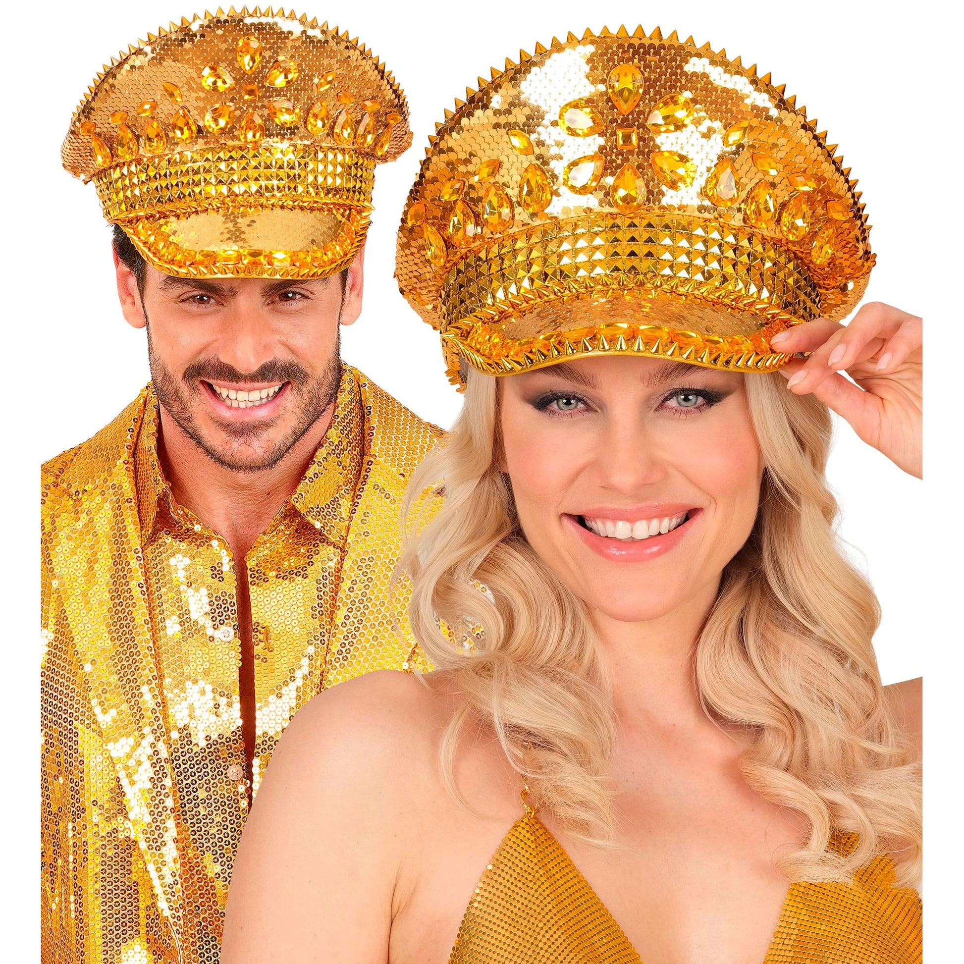 "FESTIVAL KAPPE GOLDENE PAILLETTEN MIT NIETEN UND GLITZERSTEINEN" – Ansicht 4