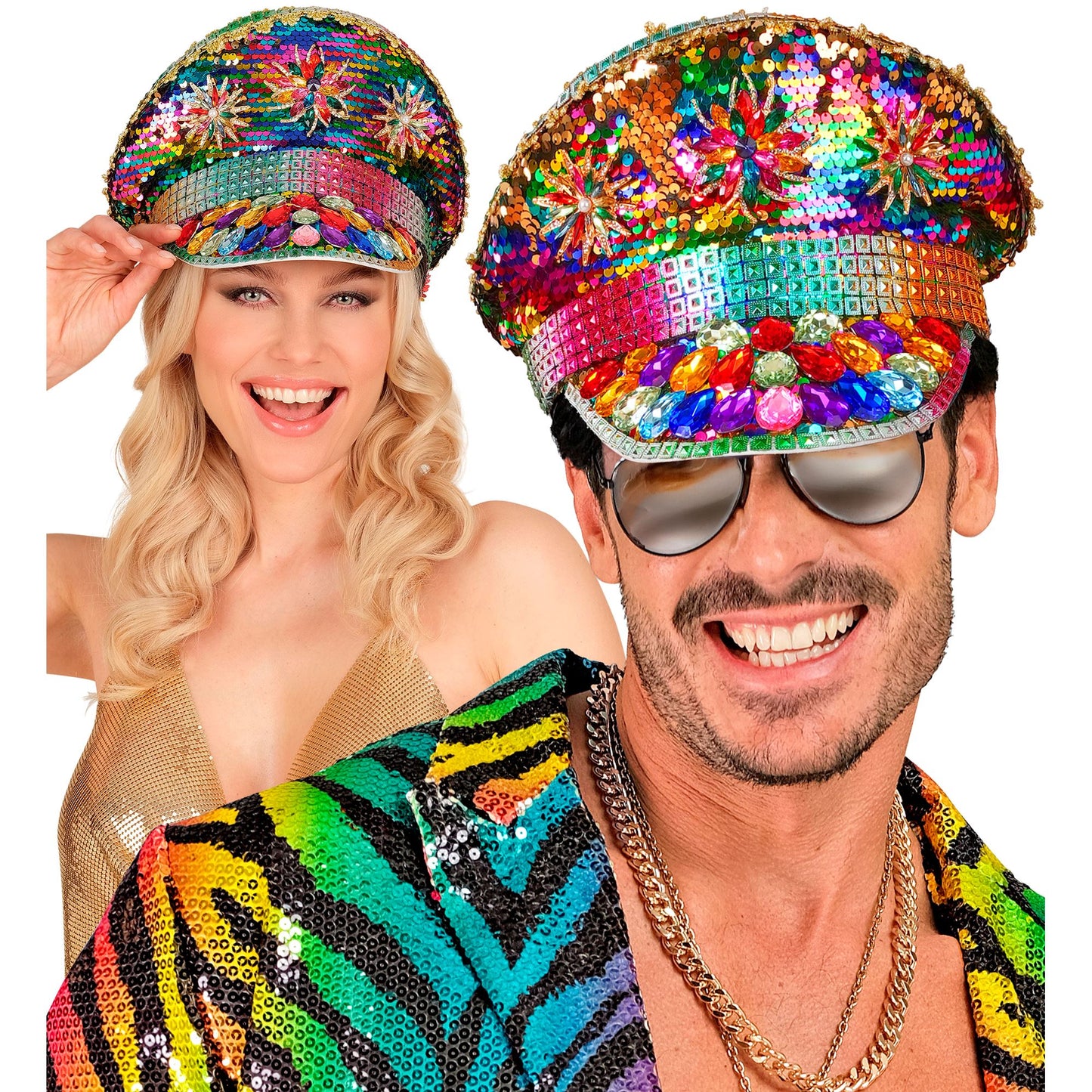 "FESTIVAL KAPPE PRIDE MIT REGENBOGEN PAILLETTEN UND GLITZERSTEINEN" – Ansicht 4