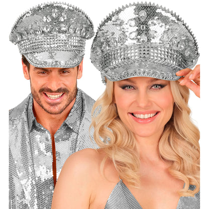 "FESTIVAL KAPPE SILBERNE PAILLETTEN MIT NIETEN UND GLITZERSTEINEN" – Ansicht 4