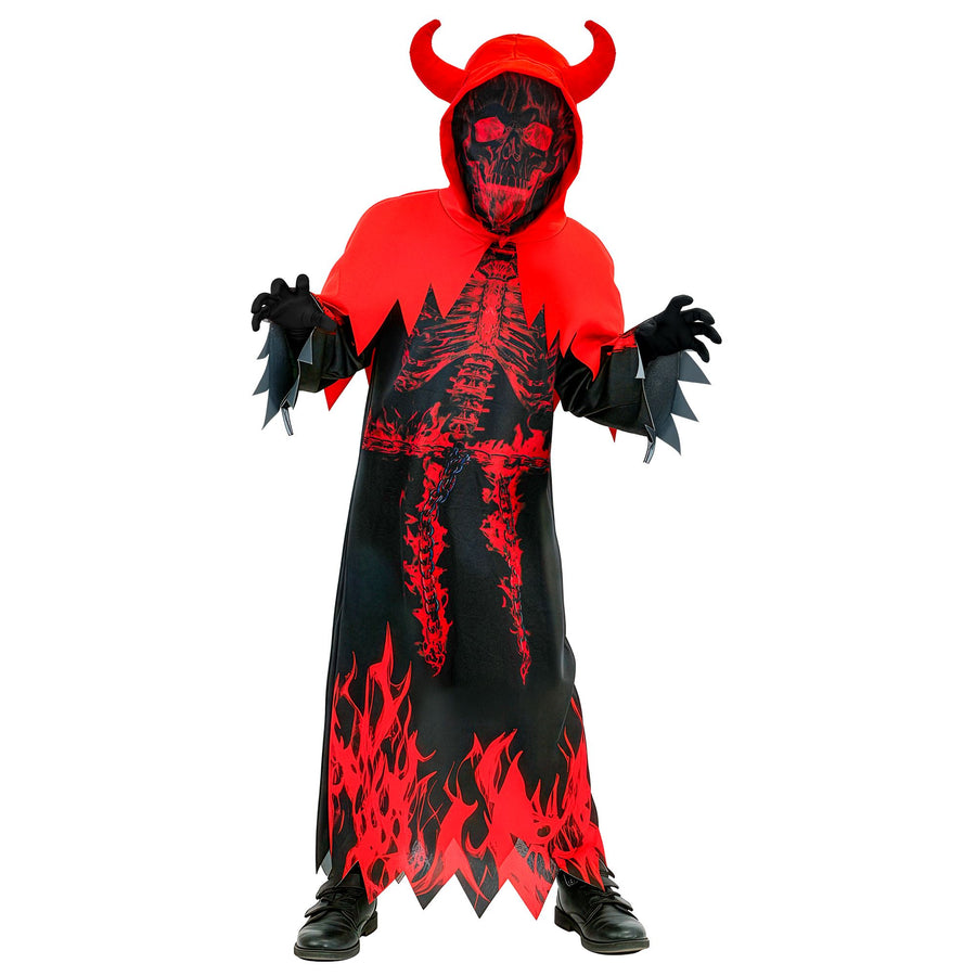"FEUER DÄMON" (Robe, Umhang mit Kapuze) – Vorderansicht