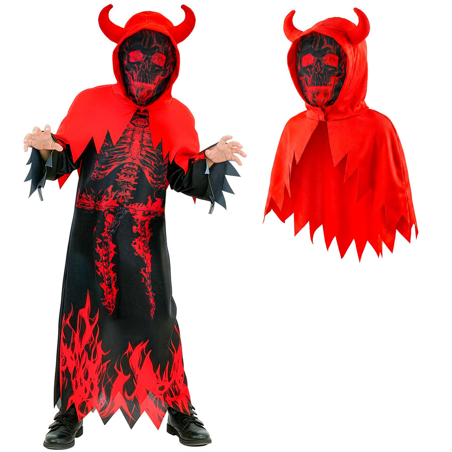 "FEUER DÄMON" (Robe, Umhang mit Kapuze) – Detailansicht