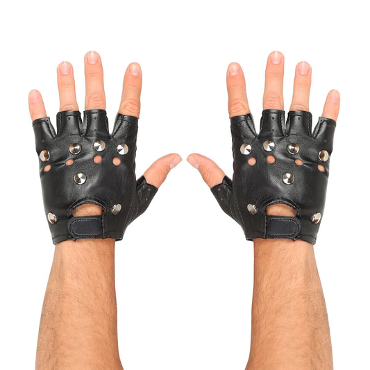 "FINGERLOSE NIETENHANDSCHUHE" in Lederoptik – Vorderansicht