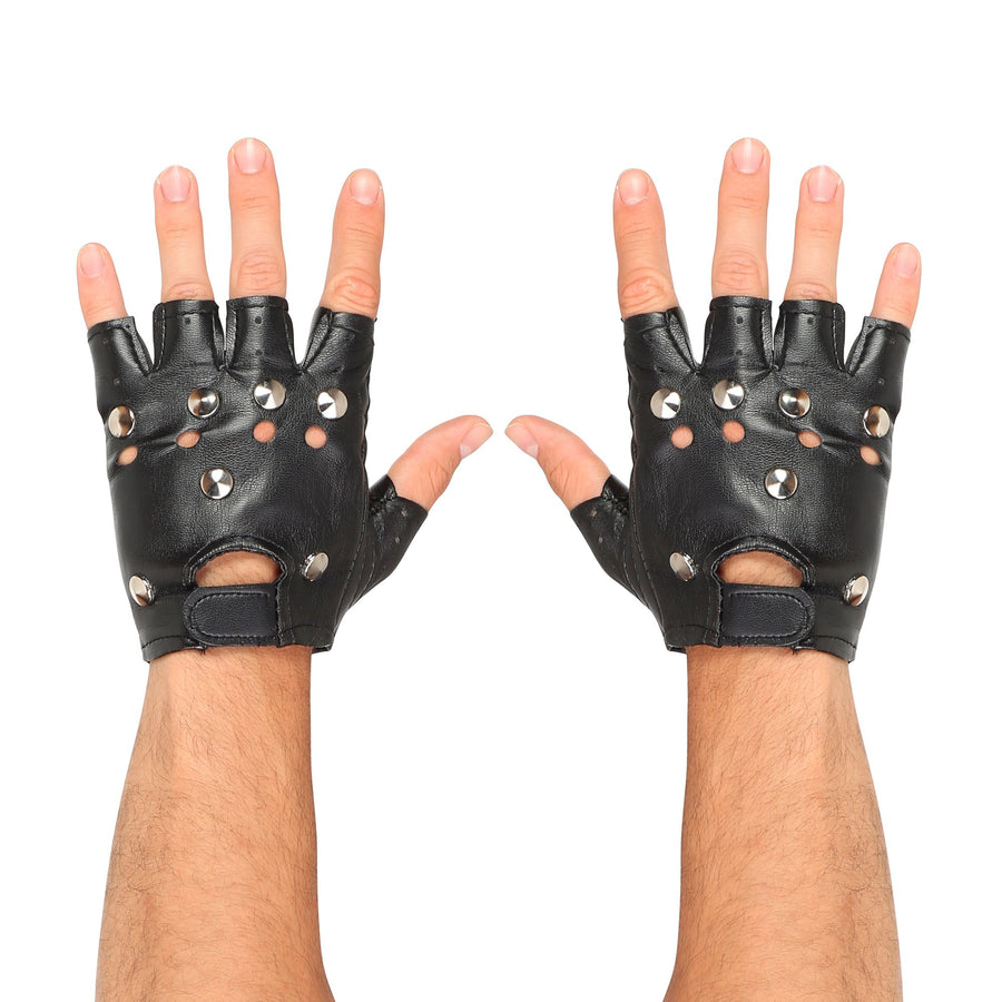 "FINGERLOSE NIETENHANDSCHUHE" in Lederoptik – Vorderansicht