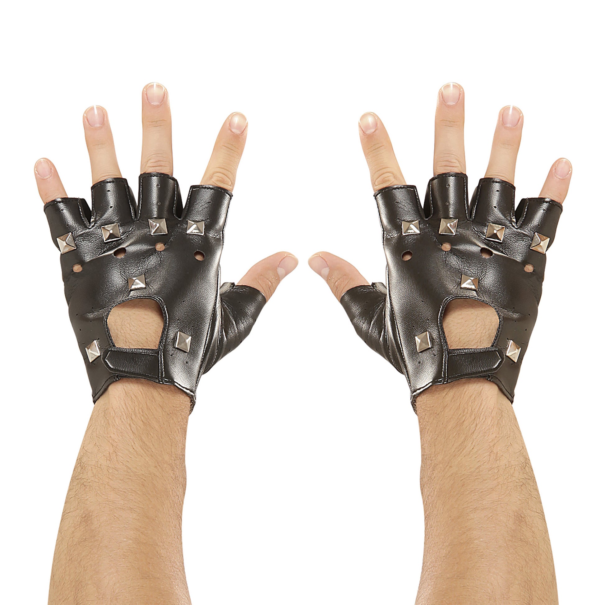 "FINGERLOSE NIETENHANDSCHUHE" in Lederoptik – Vorderansicht