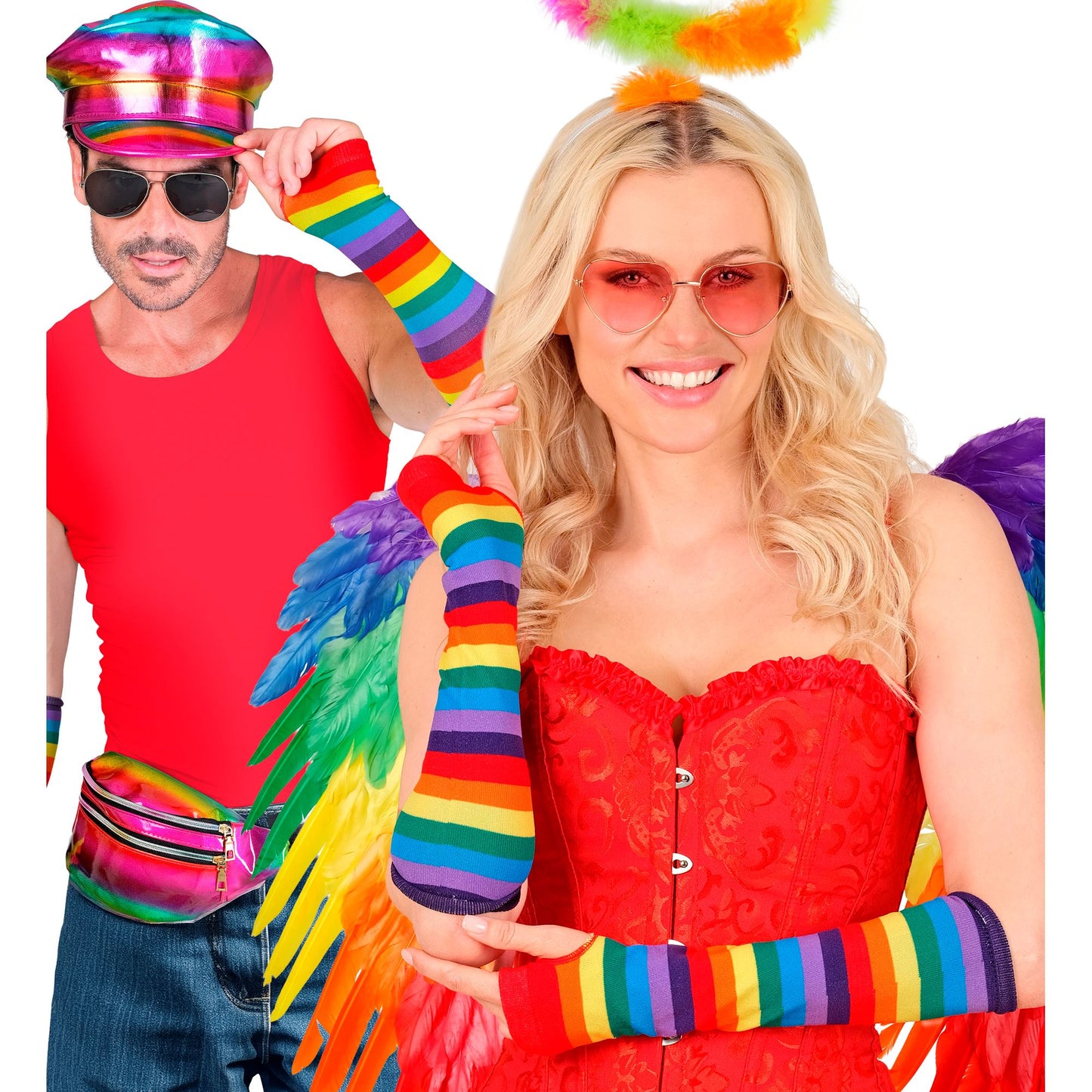 "FINGERLOSE REGENBOGEN HANDSCHUH" 33 cm – Ansicht 3